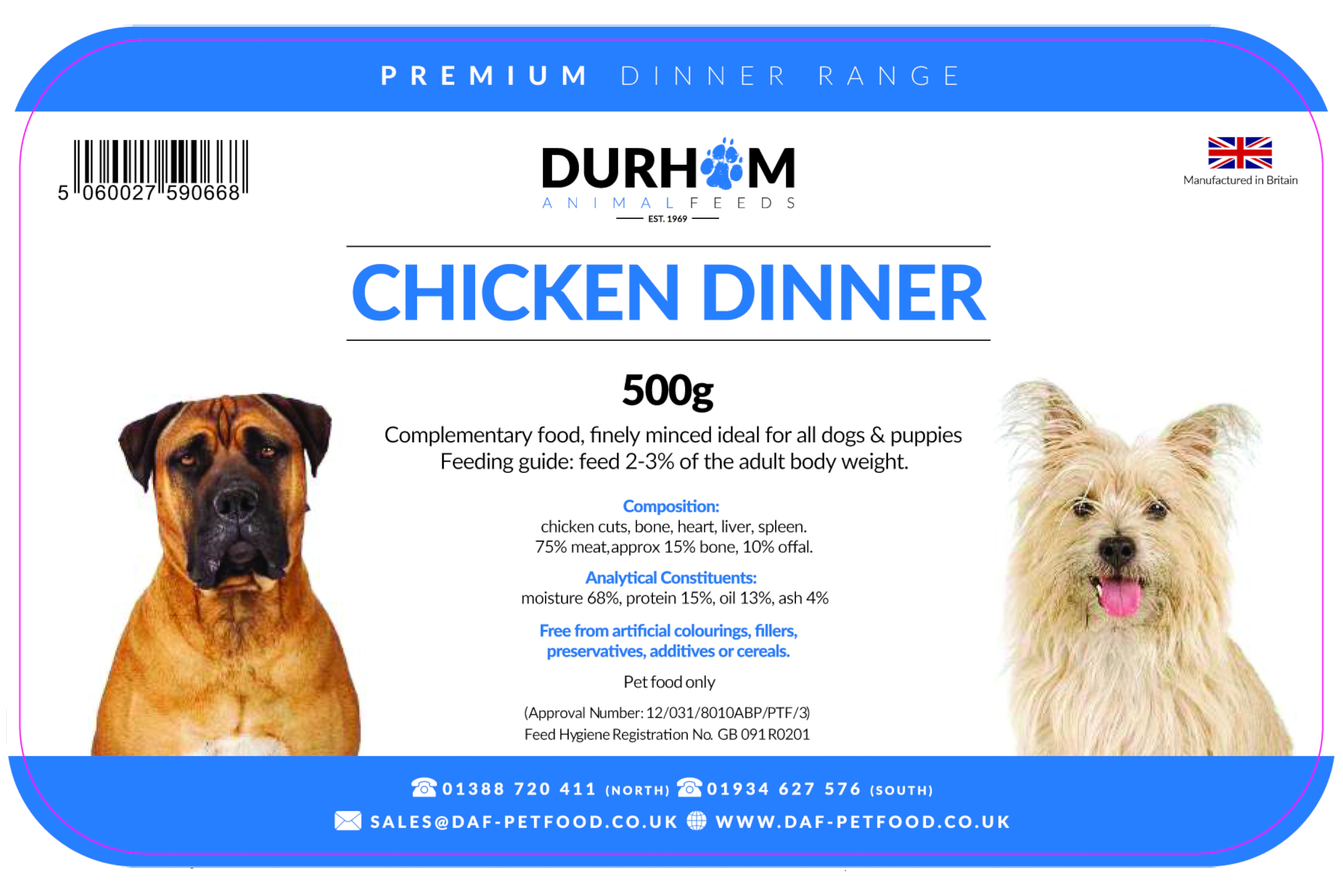 durham frozen dog food